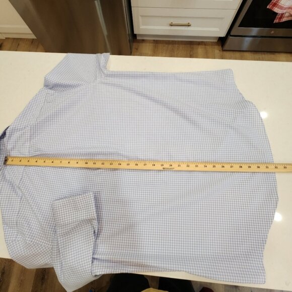 VTG Lauren Ralph Lauren Dress Shirt Mens Size 17 XL Blue Gingham Checks Stretch - Picture 13 of 14